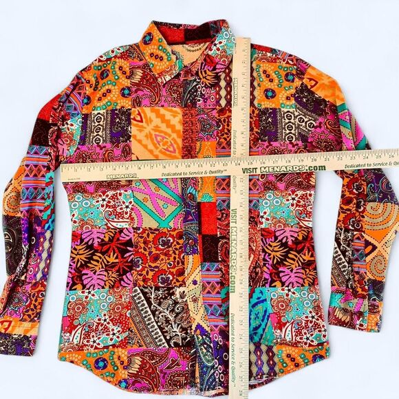 Women's Multi Colored Long sleeve Shirt, Large Boho Hippie - Picture 5 of 7